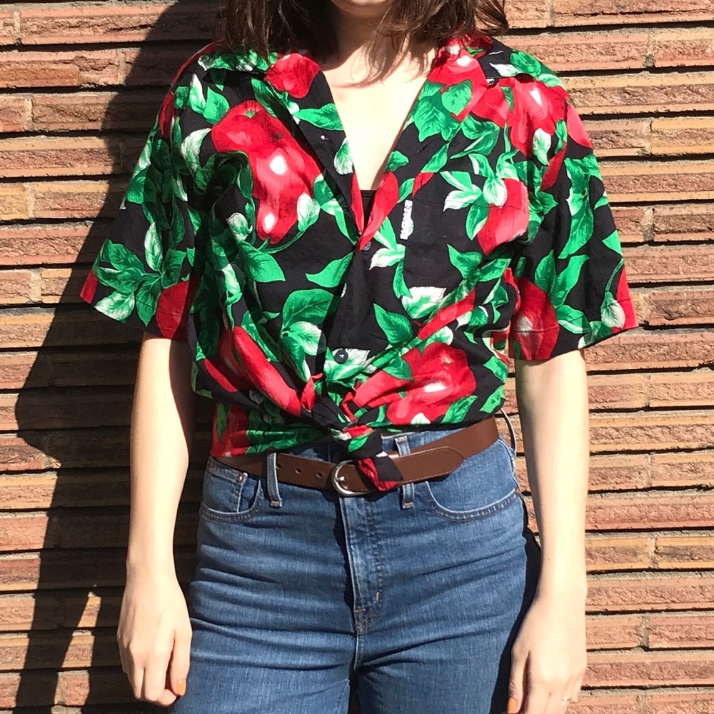 Vintage summer fruit lightweight button down